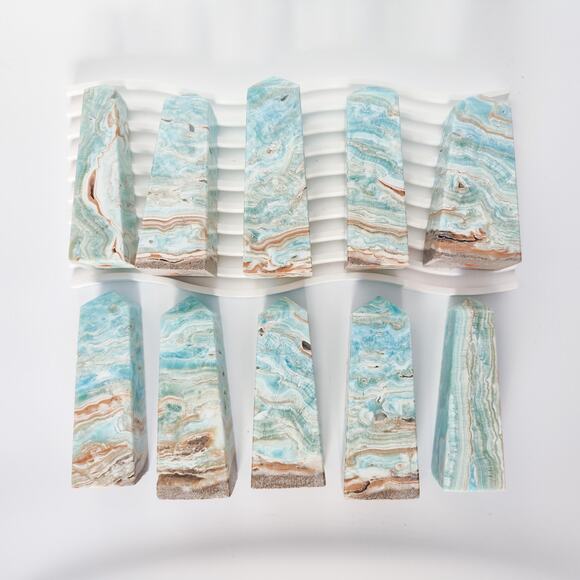 Blue Aragonite Tower Point Communication Crystal - Picture 1 of 8